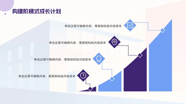 蓝紫色简约插画职业生涯规划PPT模板