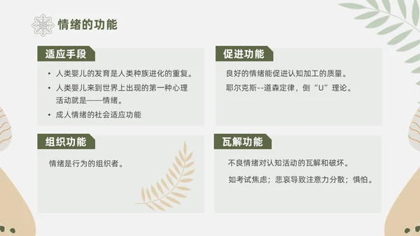 绿色花卉文艺心理学课件PPT情绪管理