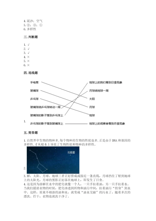 教科版科学六年级下册期末测试卷（考点提分）.docx