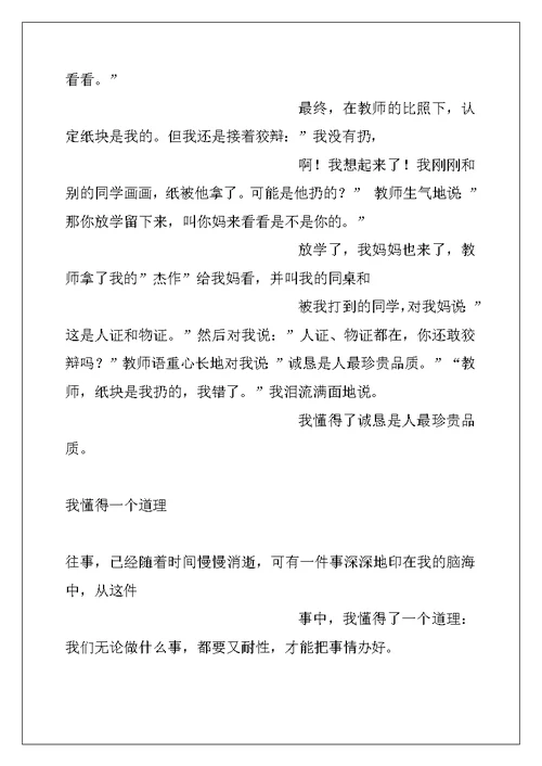 我懂得一个道理作文