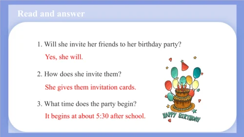 Unit 3  Would you like to come to my birthday part