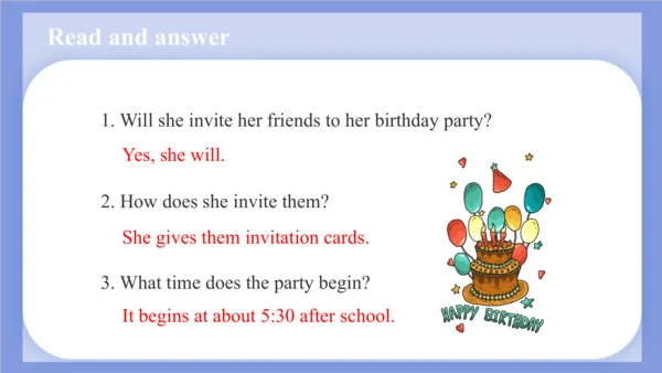 Unit 3  Would you like to come to my birthday part