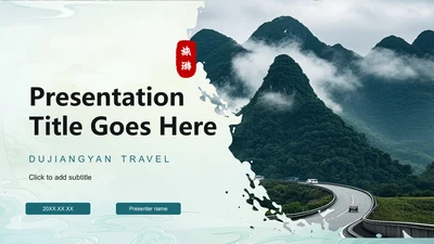 绿色摄影风桂林山水旅行攻略PPT主题