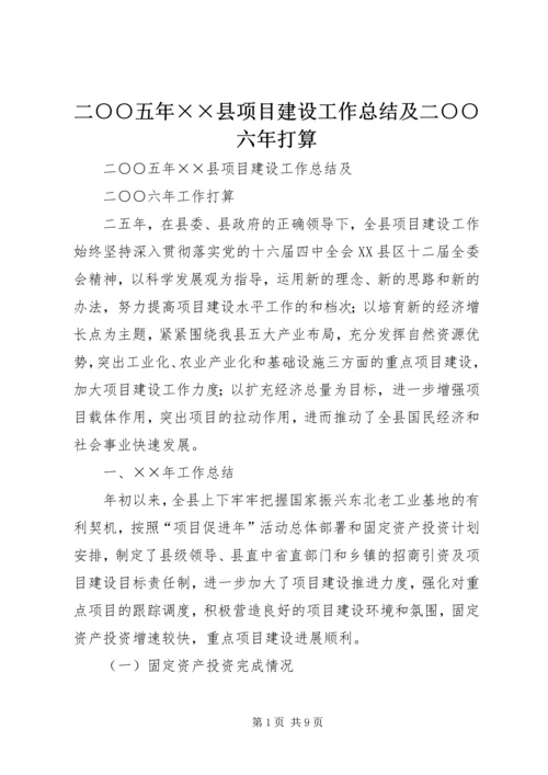 二○○五年××县项目建设工作总结及二○○六年打算.docx