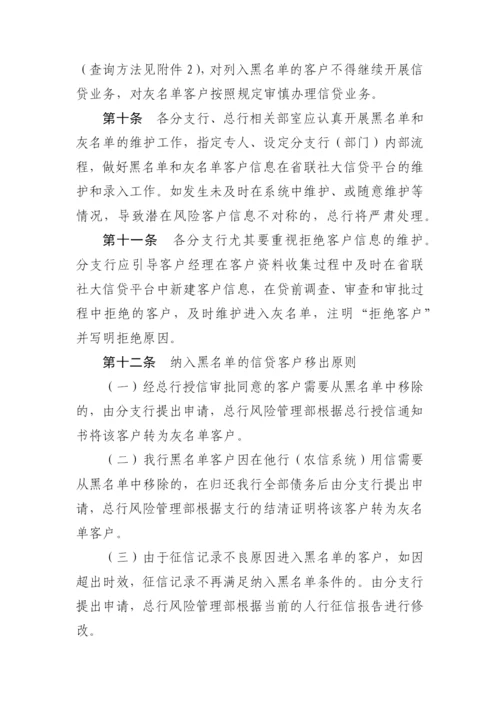 银行大信贷平台黑名单和灰名单管理办法(暂模版.docx