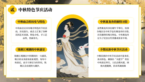黄色中国风中秋节的起源与发展PPT模板