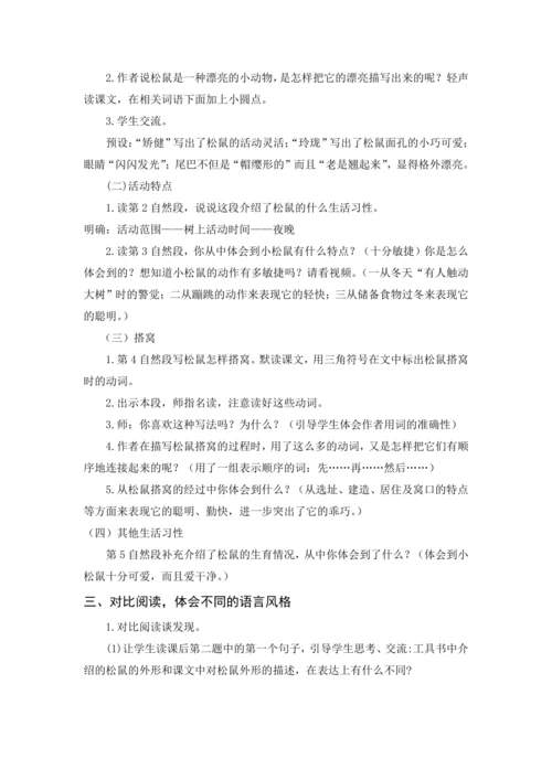 2024年秋五年级上册 17 松鼠（教案与教学反思）