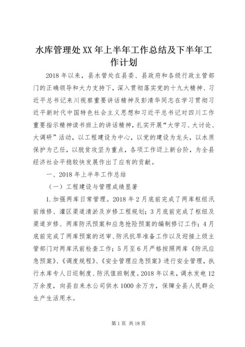 水库管理处XX年上半年工作总结及下半年工作计划.docx