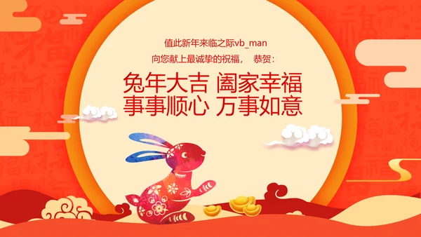 新年元旦2023兔年拜年电子贺卡PPT