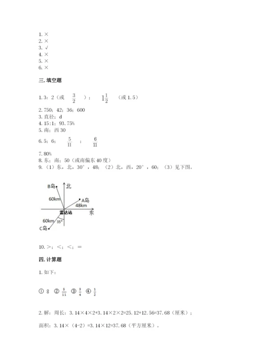 人教版六年级上册数学期末测试卷附答案【完整版】.docx