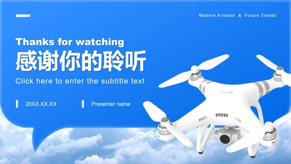 蓝色渐变商务风低空经济商业计划书PPT模板