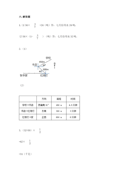 人教版六年级上册数学期中测试卷【名校卷】.docx