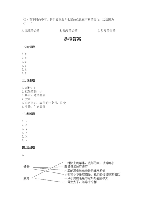 教科版六年级下册科学期末测试卷1套.docx