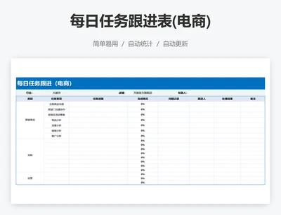 每日任务跟进表(电商)