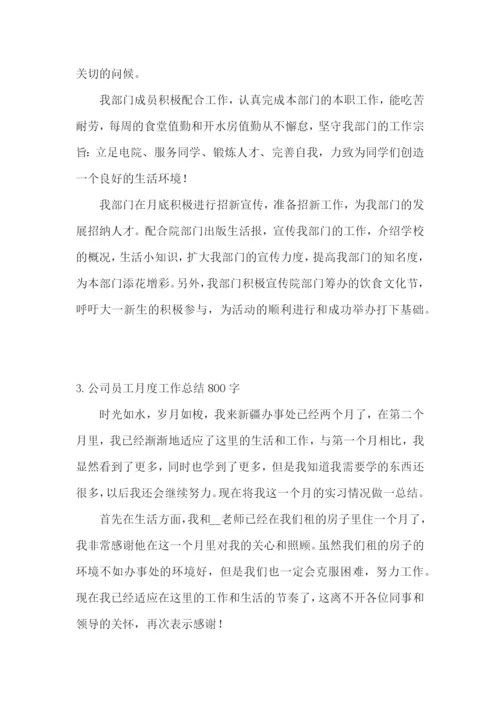 公司员工月度工作总结800字【5篇】.docx