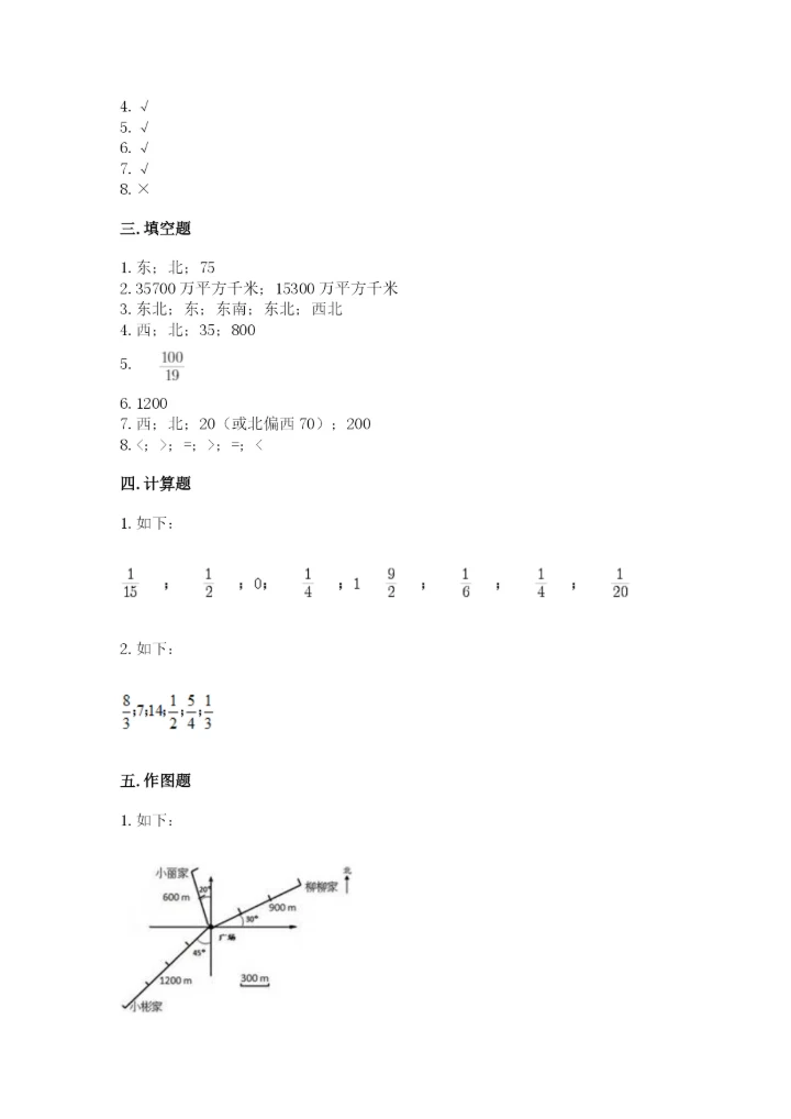 人教版六年级上册数学期中测试卷完整参考答案.docx