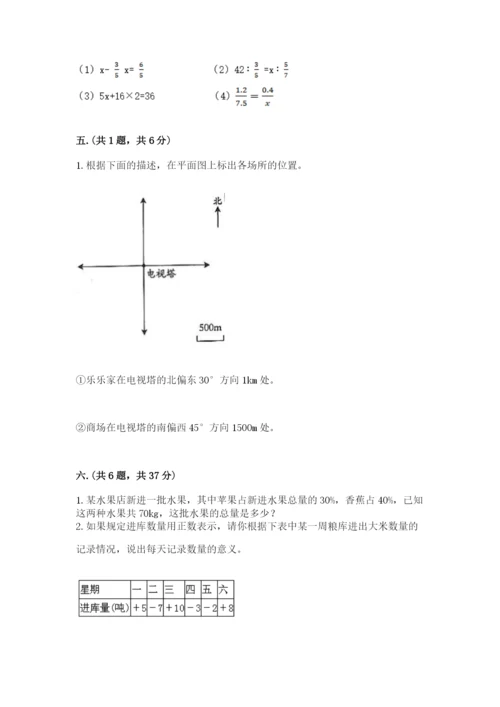 小学六年级数学摸底考试题及完整答案【必刷】.docx