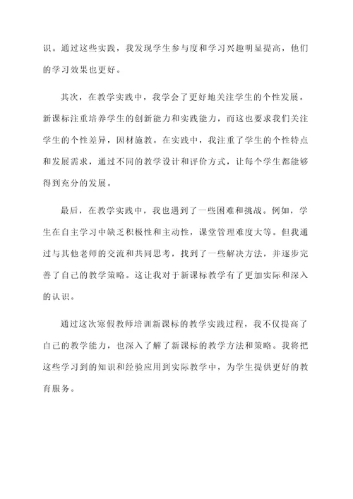 寒假教师培训新课标心得