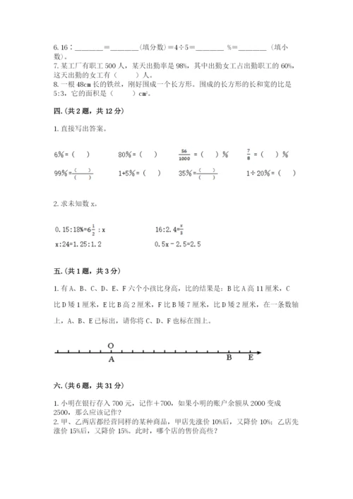 小学六年级数学期末自测题及答案（夺冠系列）.docx