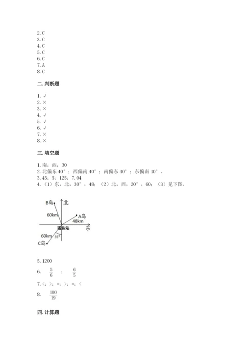 人教版六年级上册数学期中考试试卷附答案（能力提升）.docx