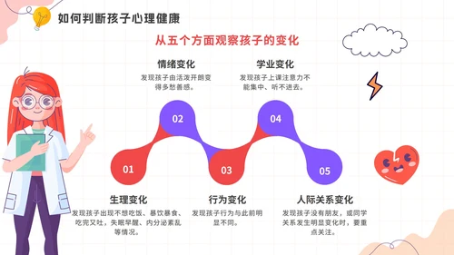 卡通手绘关爱儿童心理健康教育讲座PPT模板