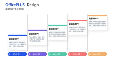 简约风白色递进关系5项PPT单页