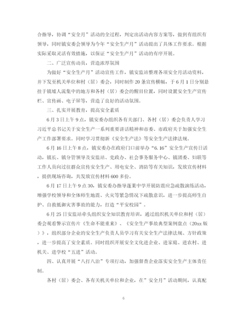精编之乡镇安全生产月活动总结范文.docx