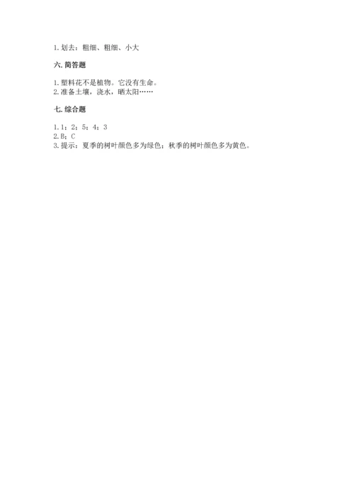 教科版科学一年级上册第一单元《植物》测试卷及参考答案【达标题】.docx