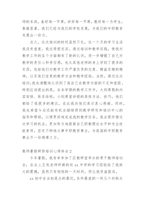 教师暑假研修培训心得体会.docx
