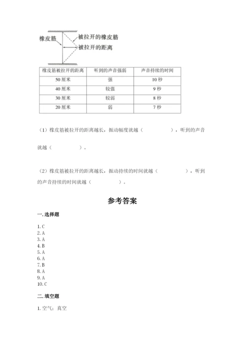 教科版 科学四年级上册第一单元声音测试卷附答案（满分必刷）.docx