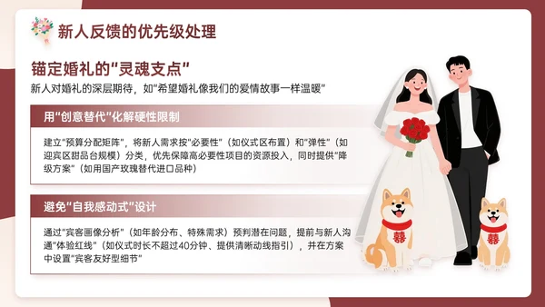 米红色插画风浪漫与优雅婚礼策划主题PPT模板