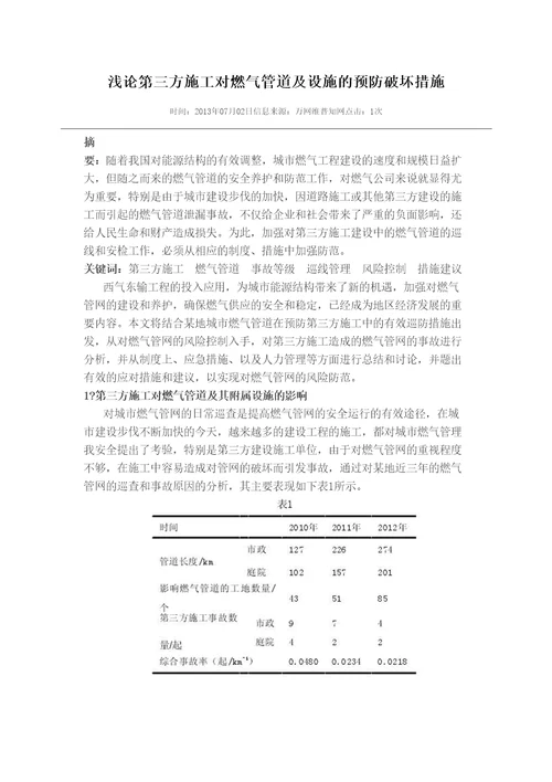 浅论第三方施工对燃气管道及设施的预防破坏措施