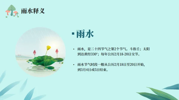 雨水节气春雨通用PPT模板