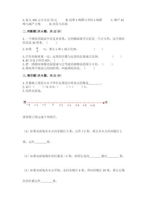 普安县六年级下册数学期末测试卷【word】.docx