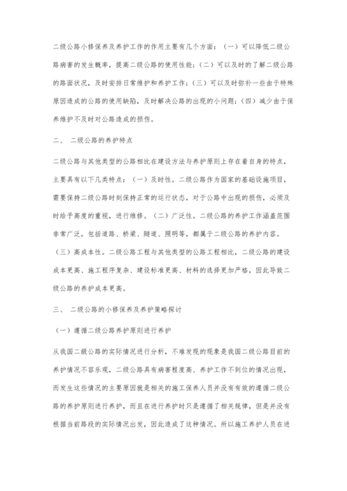 二级公路的小修保养及养护策略探讨.docx