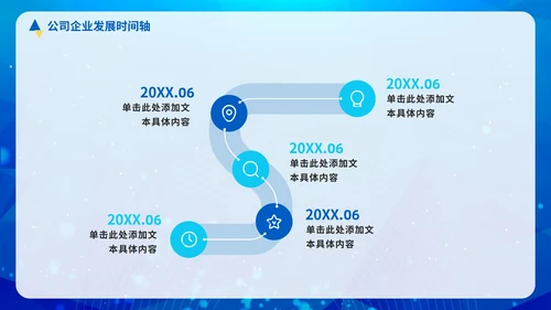 蓝色科技商务公司企业发展时间轴PPT模板