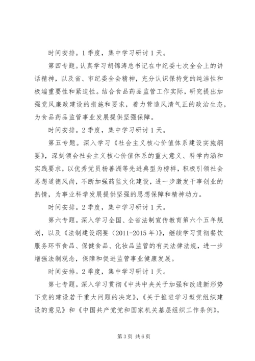监督局党组学习工作计划.docx