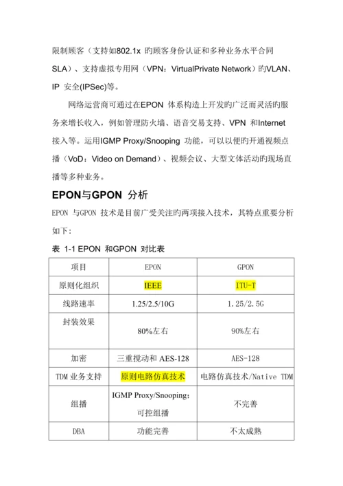 EPON产品调查汇总报告书.docx