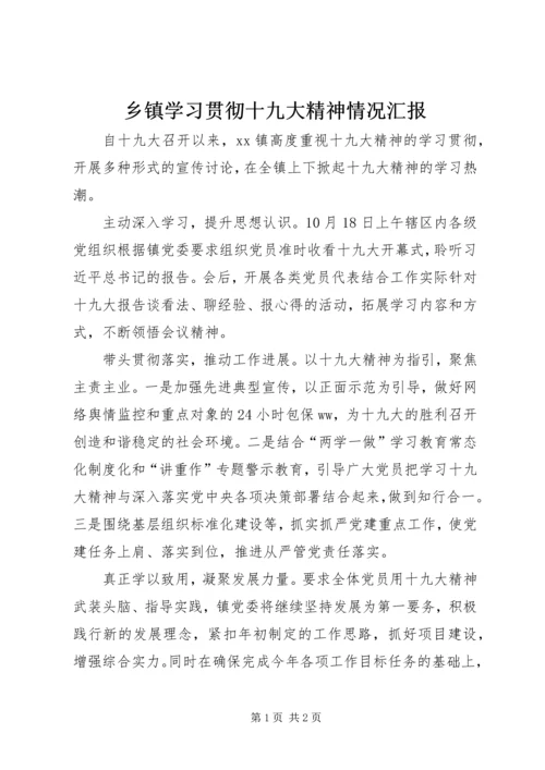 乡镇学习贯彻十九大精神情况汇报.docx