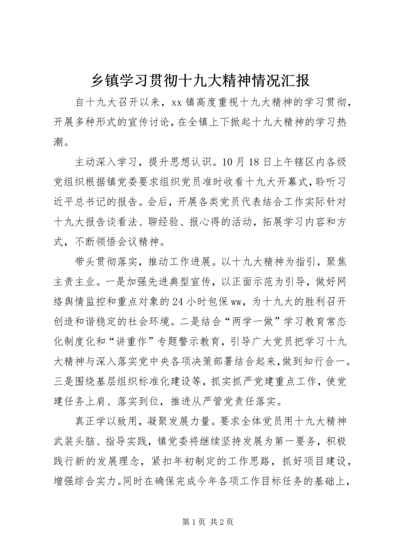 乡镇学习贯彻十九大精神情况汇报.docx