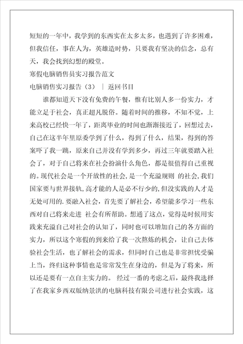 电脑销售实习报告4篇