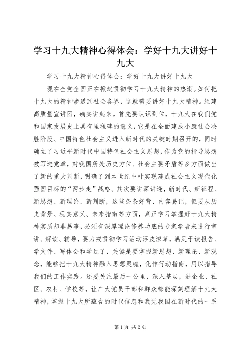 学习十九大精神心得体会：学好十九大讲好十九大.docx