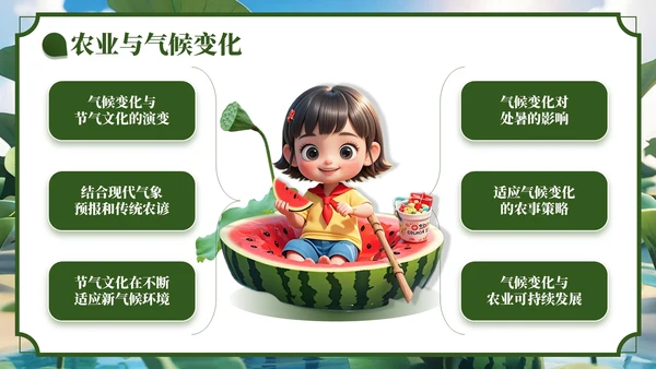 绿色3D风处夏节气主题班会