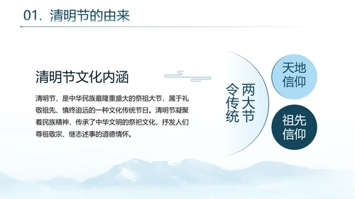 清明节传统节日介绍天青气朗PPT模板