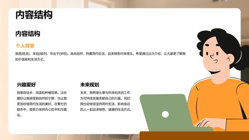 绿色简约风新生自我介绍PPT