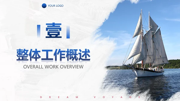 实景帆船励志筑梦远航年终工作总结PPT模板