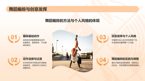 橙色3D风霹雳舞PPT模板