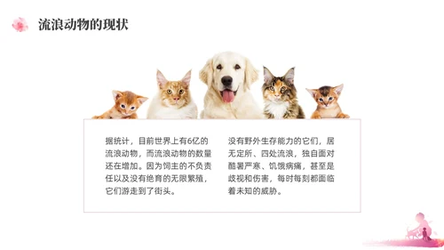 紫红色水彩简约关爱流浪动物宣传教育PPT课件