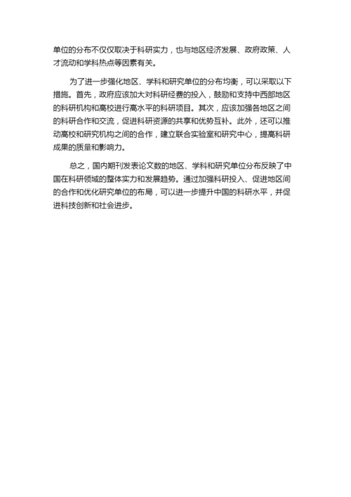 国内期刊发表论文数的地区、学科和研究单位分布.docx
