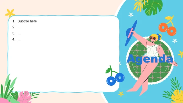 彩色插画风盛夏总结汇报PPT主题